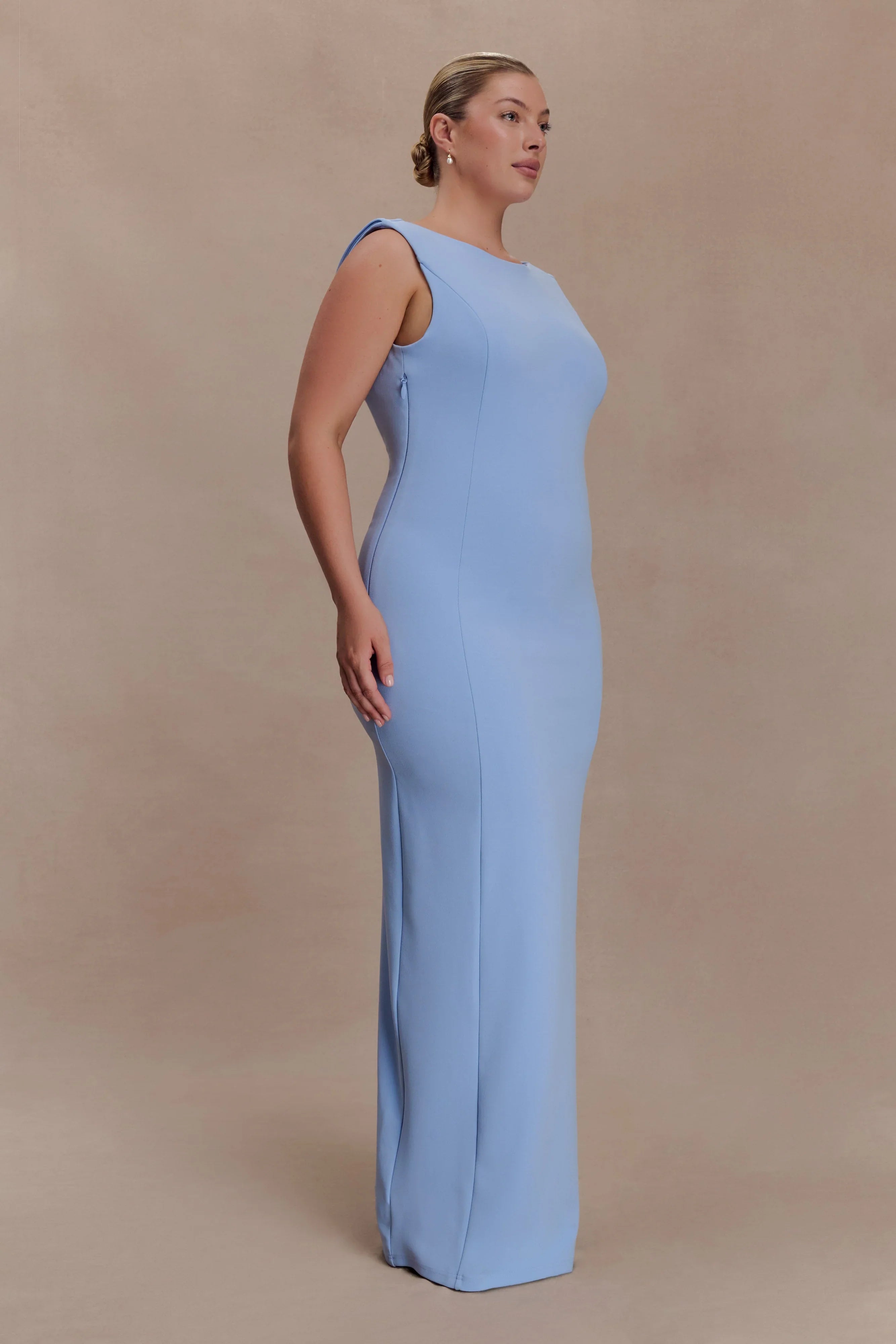 Galilea Crepe Draped Maxi Dress Cornflower Blue