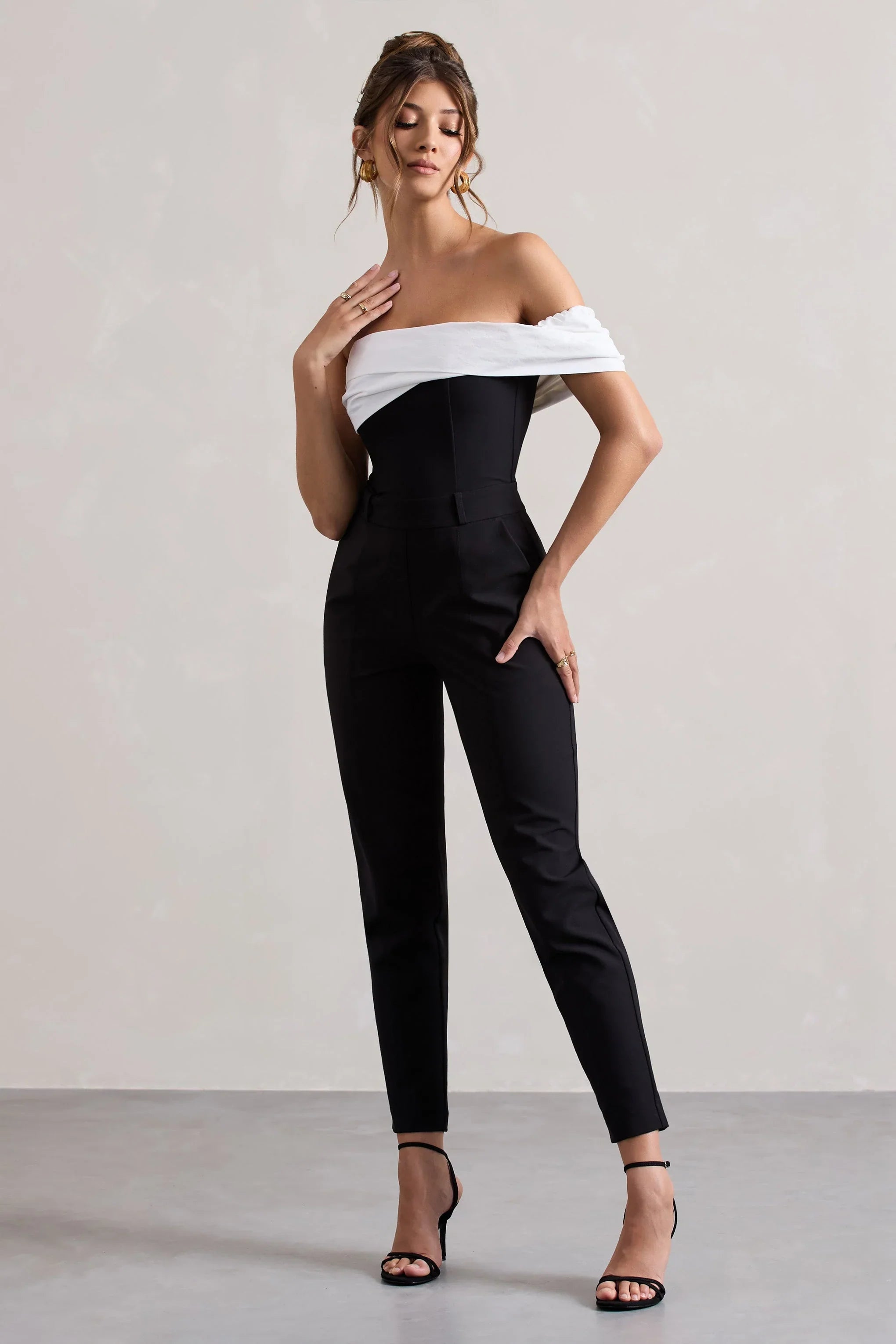Paxton Black Twisted Bardot Tailored Jumpsuit