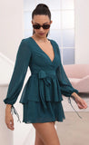 Ruffled Romper in Hunter Green Chiffon