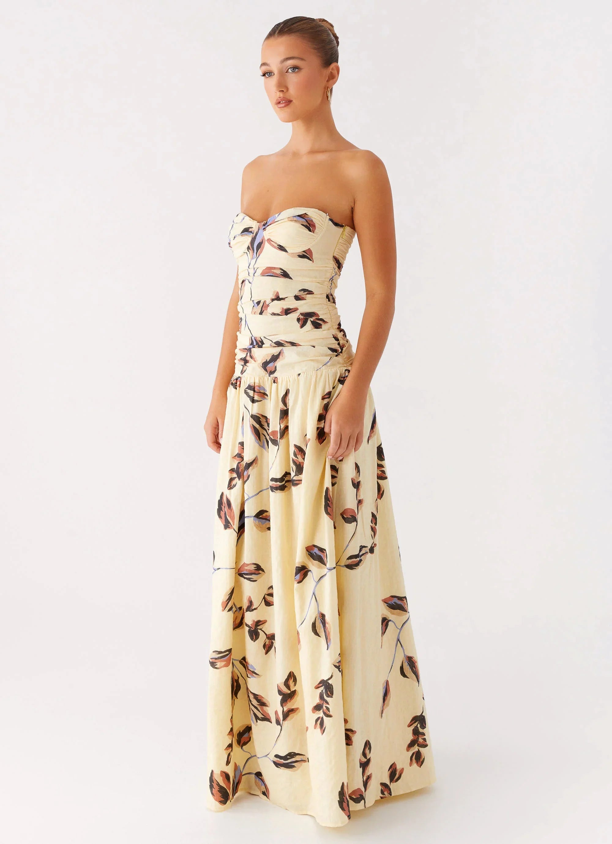 Rhea Ruched Maxi Dress Buttercream Bliss
