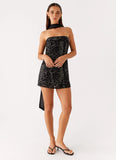Kiesha Strapless Scarf Mini Dress Black