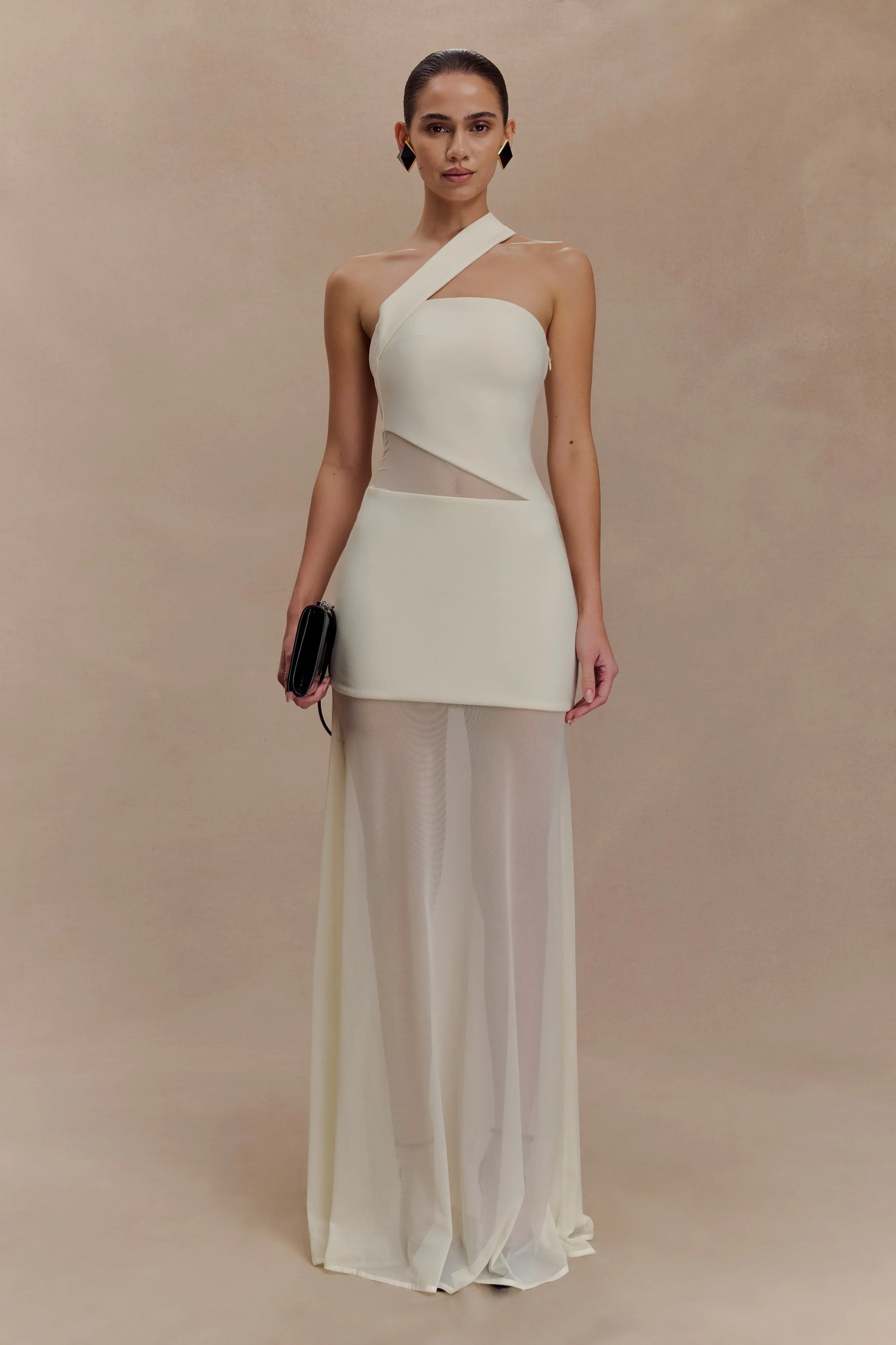 Vashti Cut Out Mesh Maxi Dress Ivory