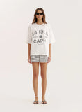 Cream Capri Slogan Oversized T Shirt
