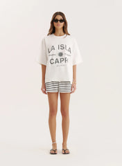 Cream Capri Slogan Oversized T Shirt
