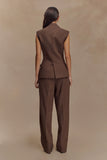Penelope Suiting Sleeveless Blazer Chocolate