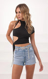 Tied Down Crop Top In Black