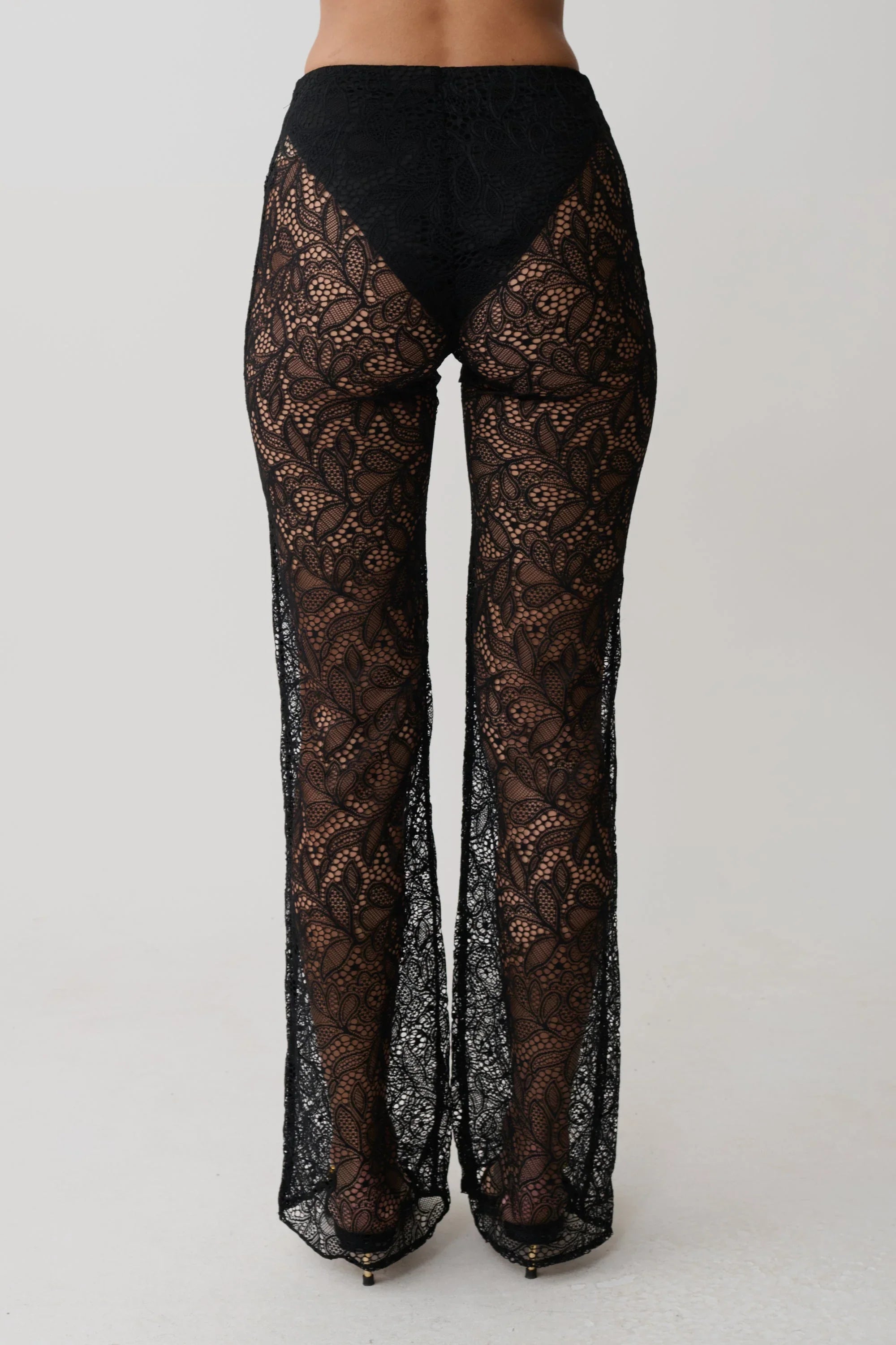 Theodosia Wide Leg Lace Pants Black
