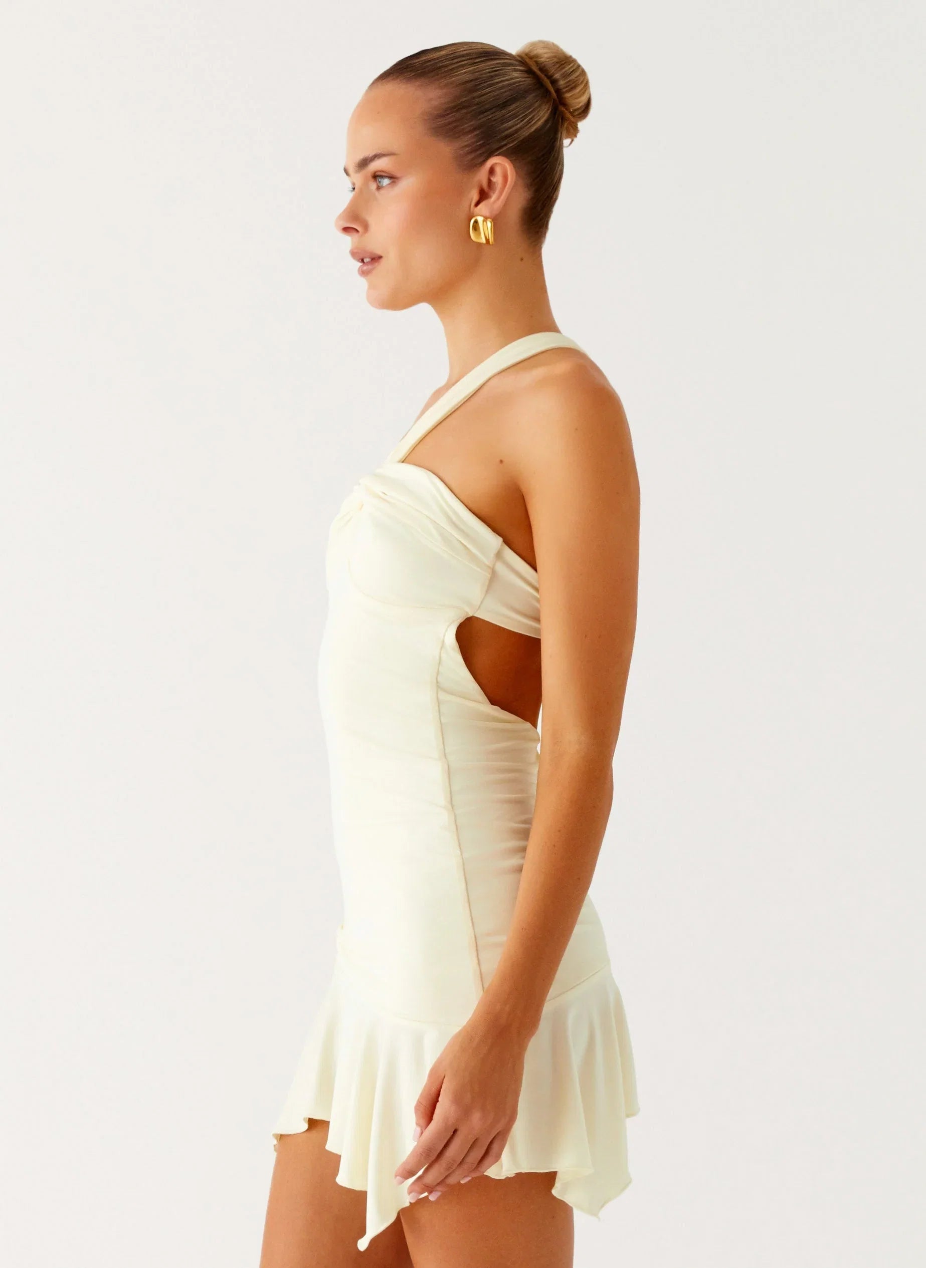 Not Your Fan Cut Out Mini Dress Yellow