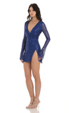 Sequin Long Sleeve Dress in Blue