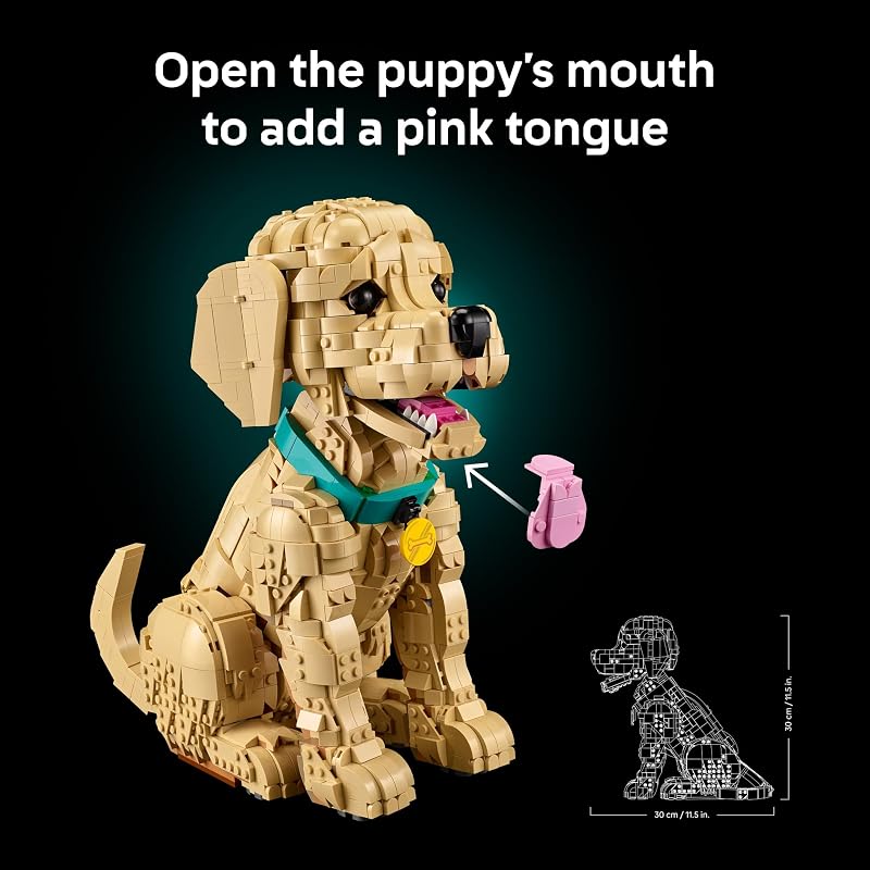 LEGO Icons Golden Retriever Puppy Building Set for Adults Ages 18 Gift for Birthdays Decor for Home Bedroom or Book Shelf Posable Dog Figure 11384