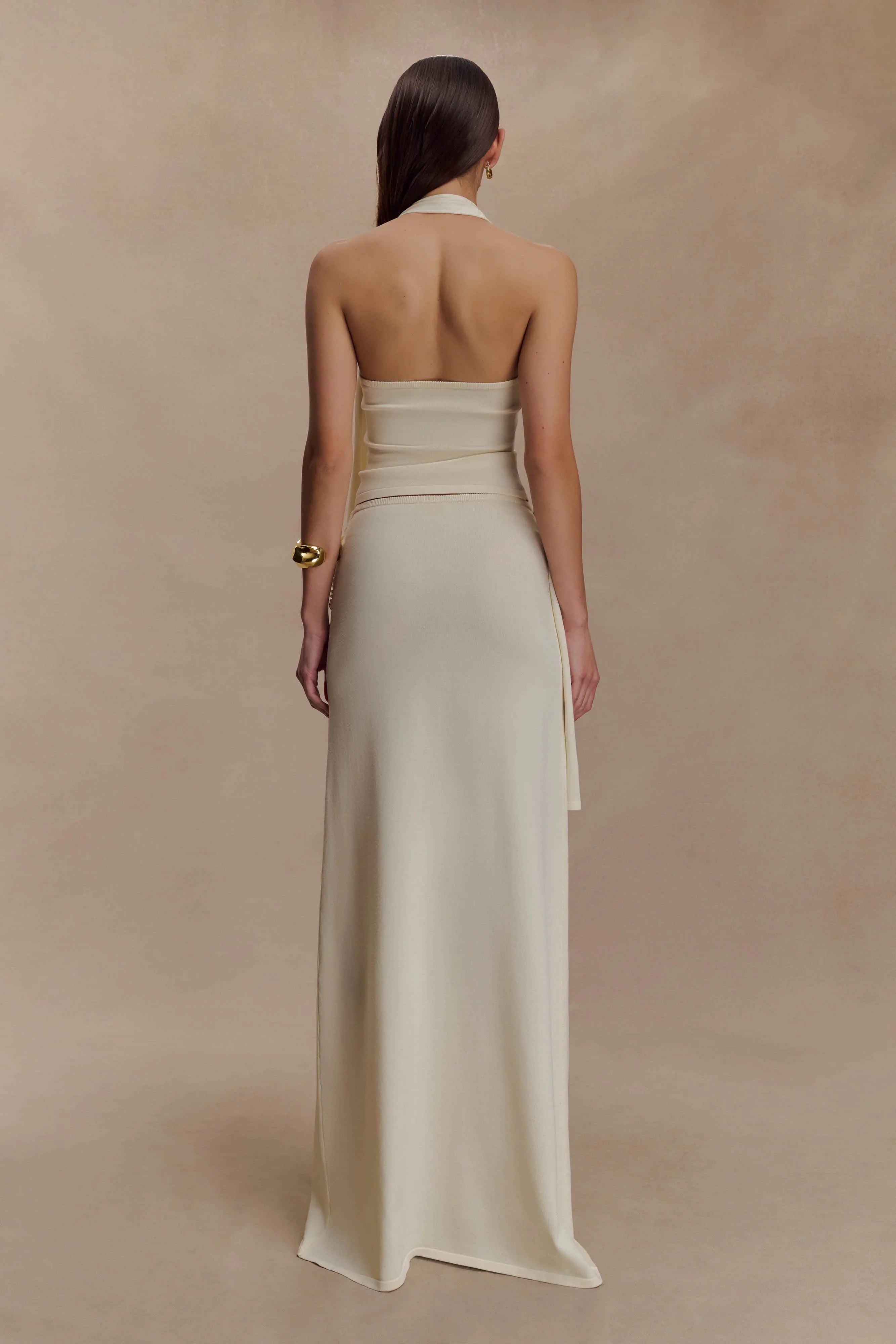 Bowie Low Rise Knit Maxi Skirt Ivory