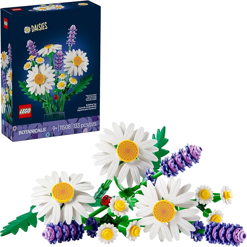 LEGO Botanicals Daisies Building Toy Artificial Flowers Crafting Kit for Girls Boys Ages 9 Kids Room Decor for Book Shelf or Desk Gift Idea for Birthdays 11508