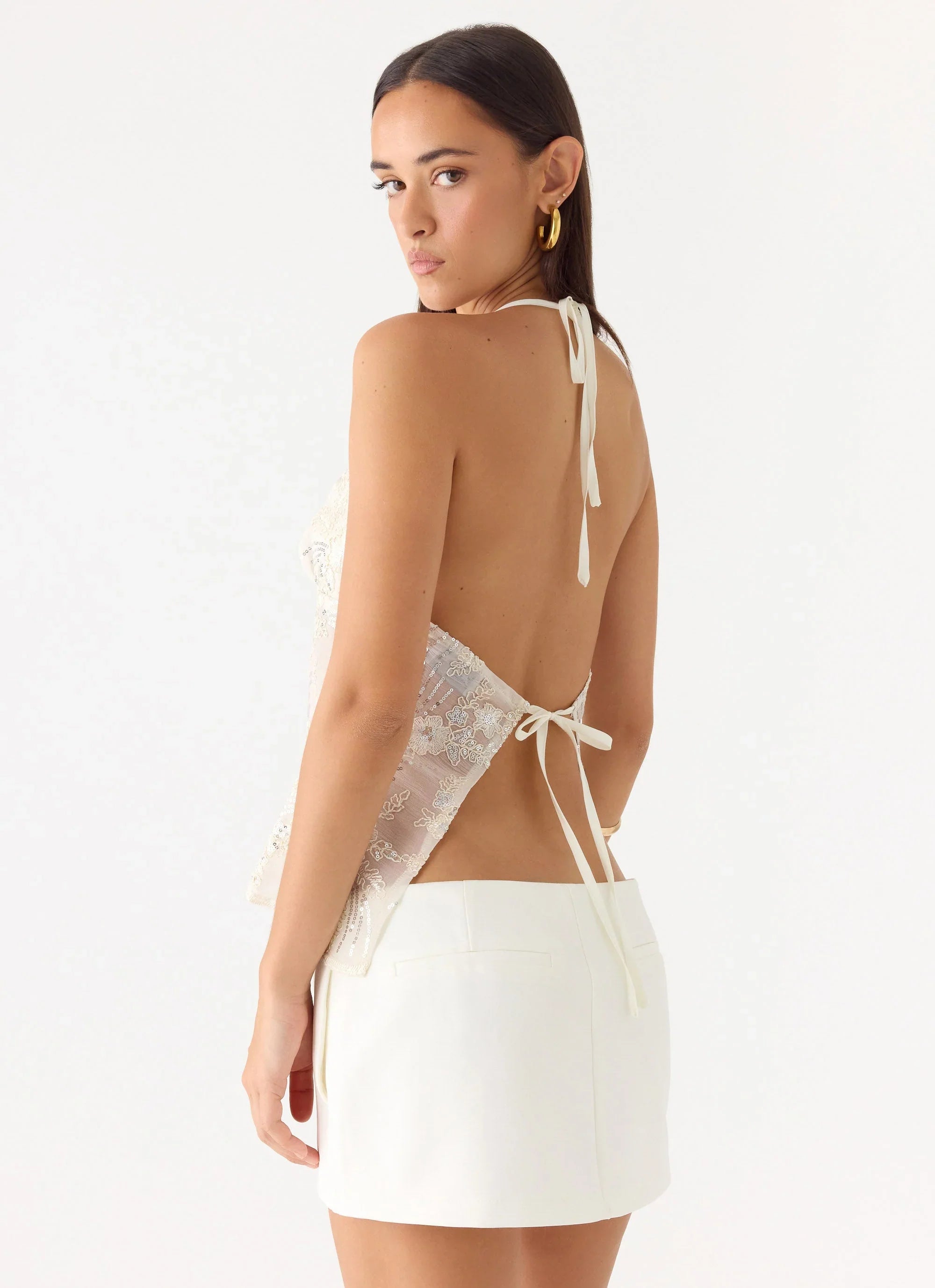 Elsas Sequin Top Ivory