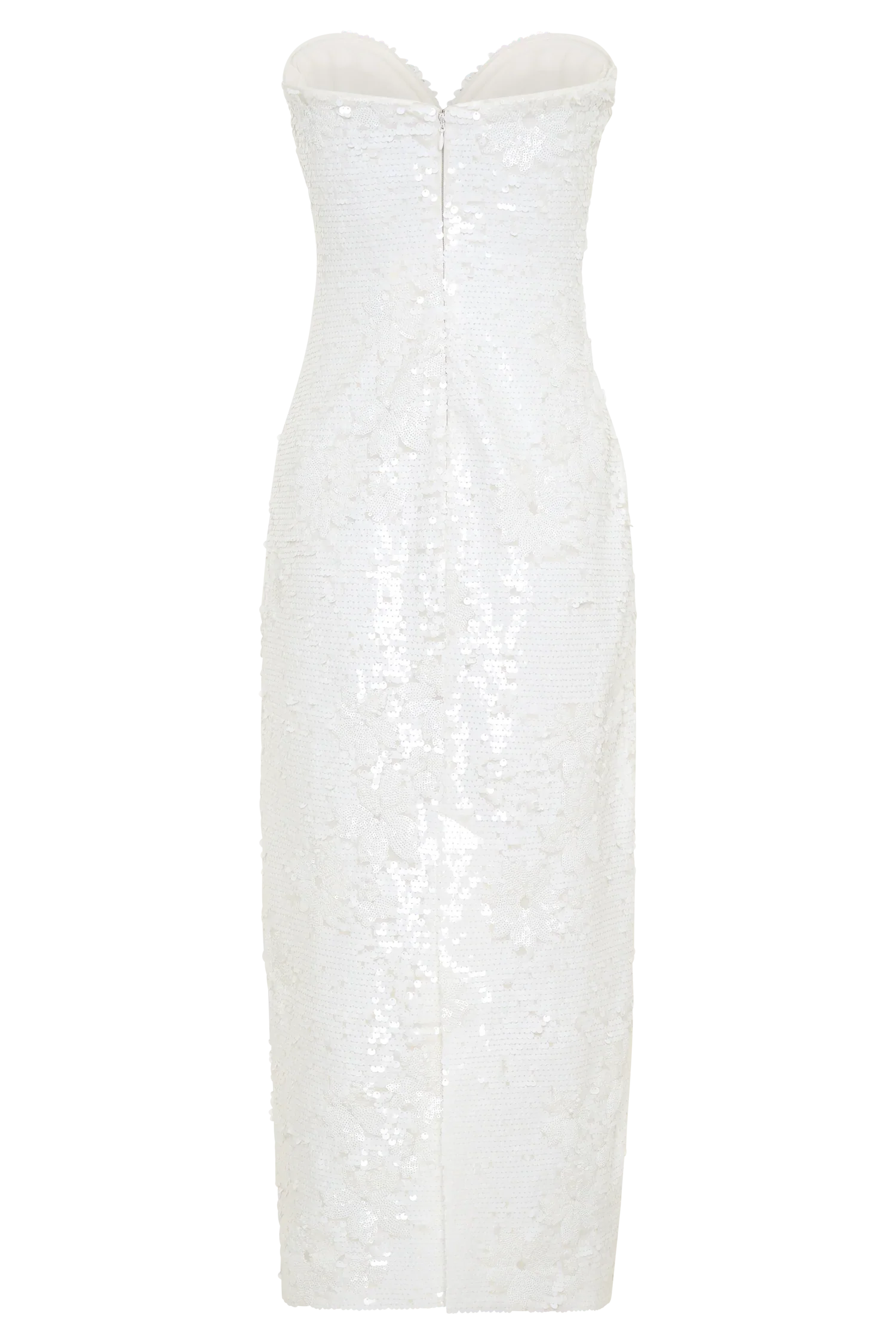 Maisie Strapless Sequin Midi Dress White