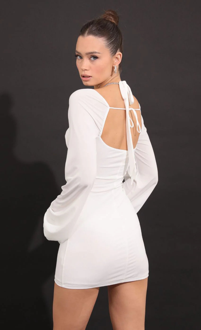 Long Sleeve Bodycon Dress in White