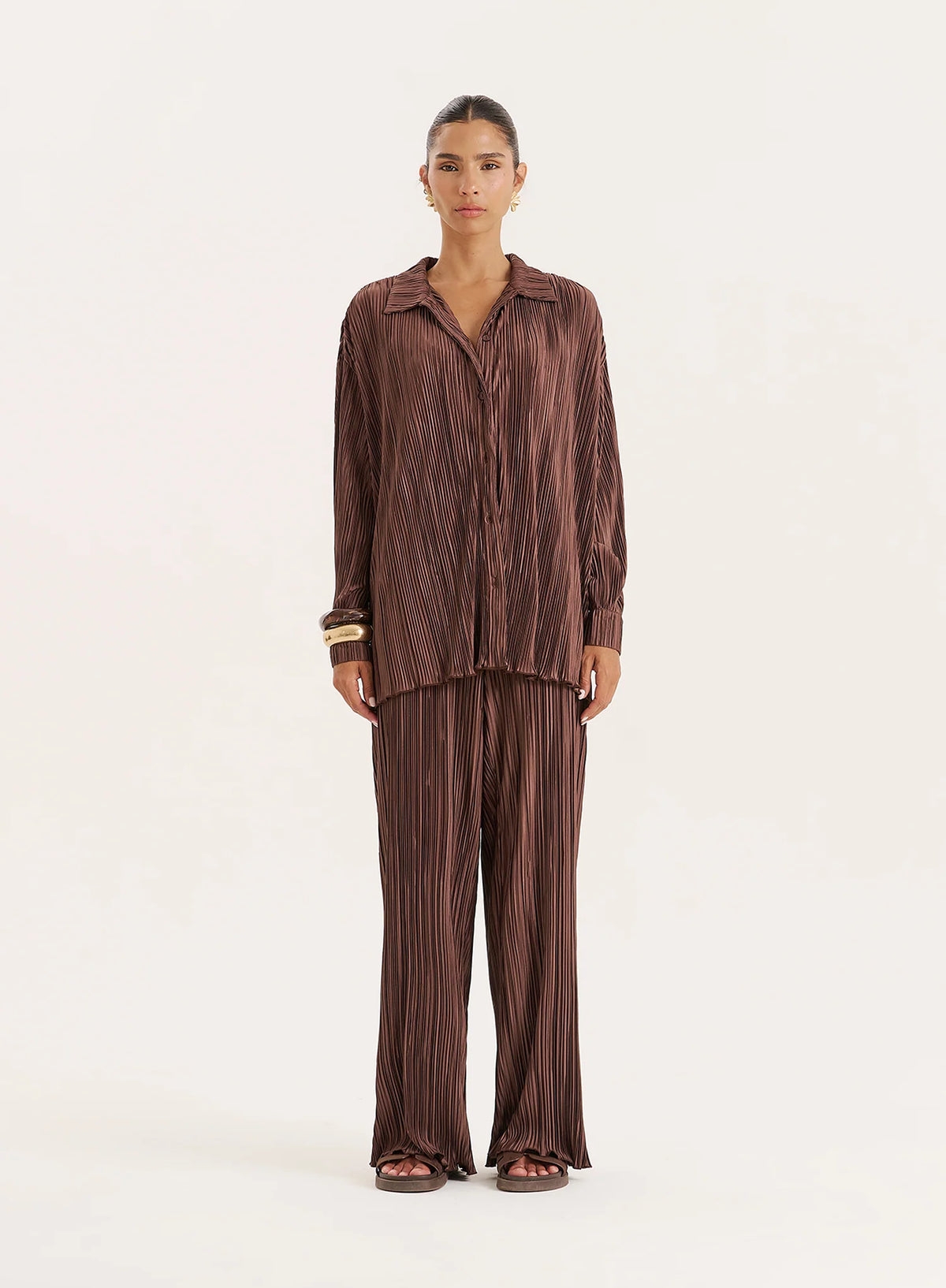 Chocolate Plisse Trouser