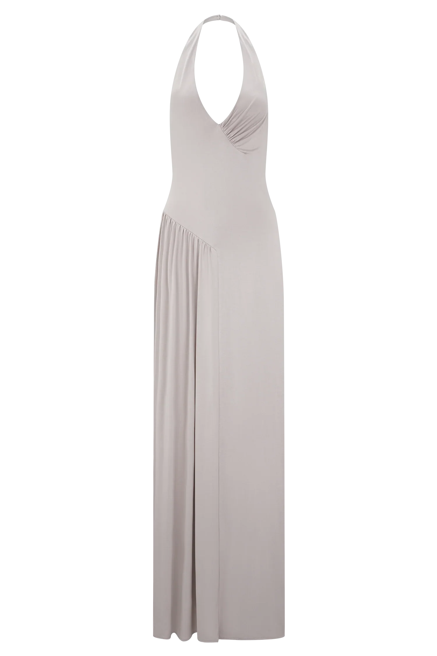 Yelena Ruched Halter Maxi Dress Taupe