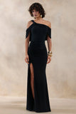 Nala Black Asymmetric Maxi Dress With Split