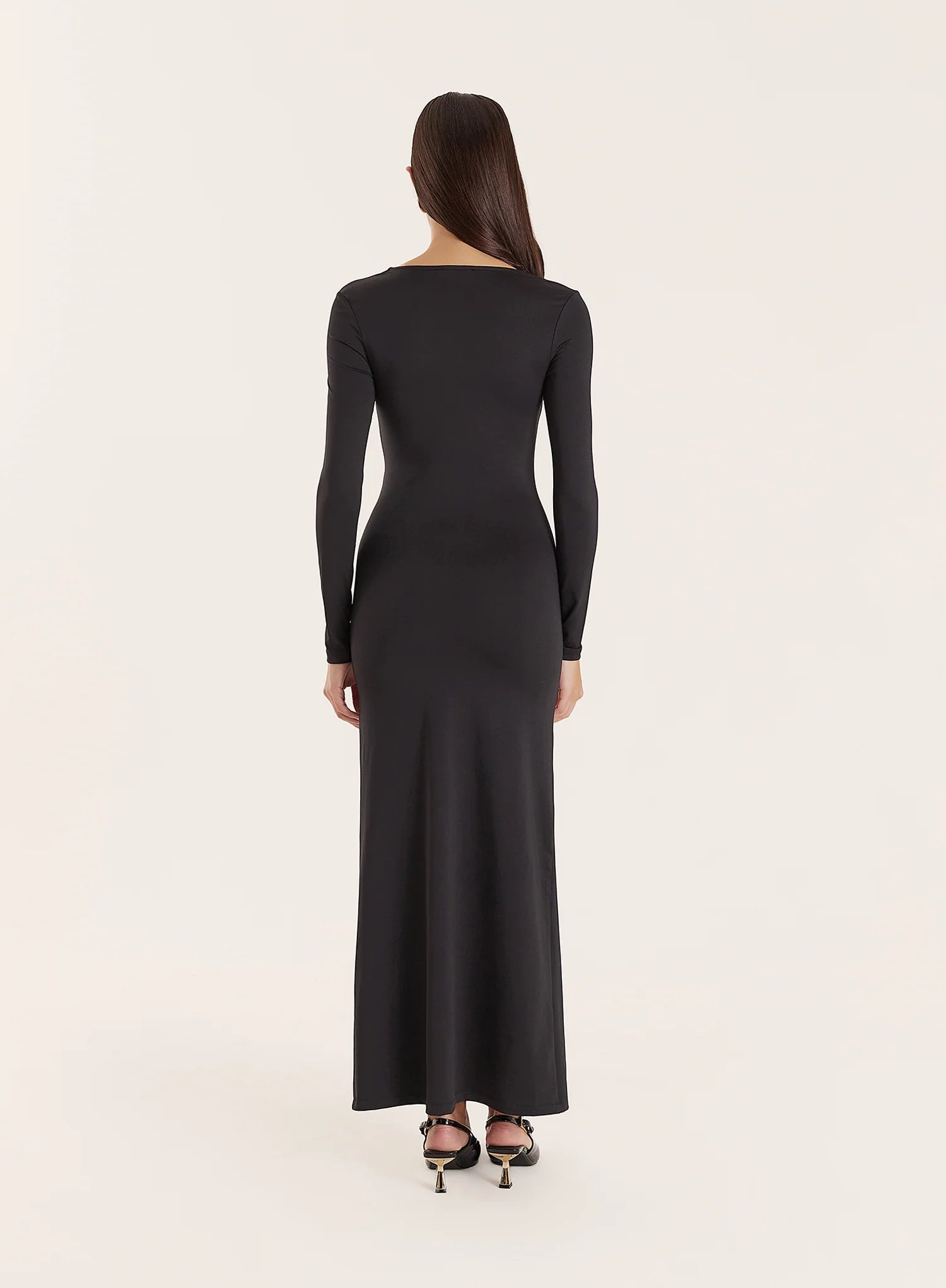 Black Hardware Detail Cut Out Maxi Dress