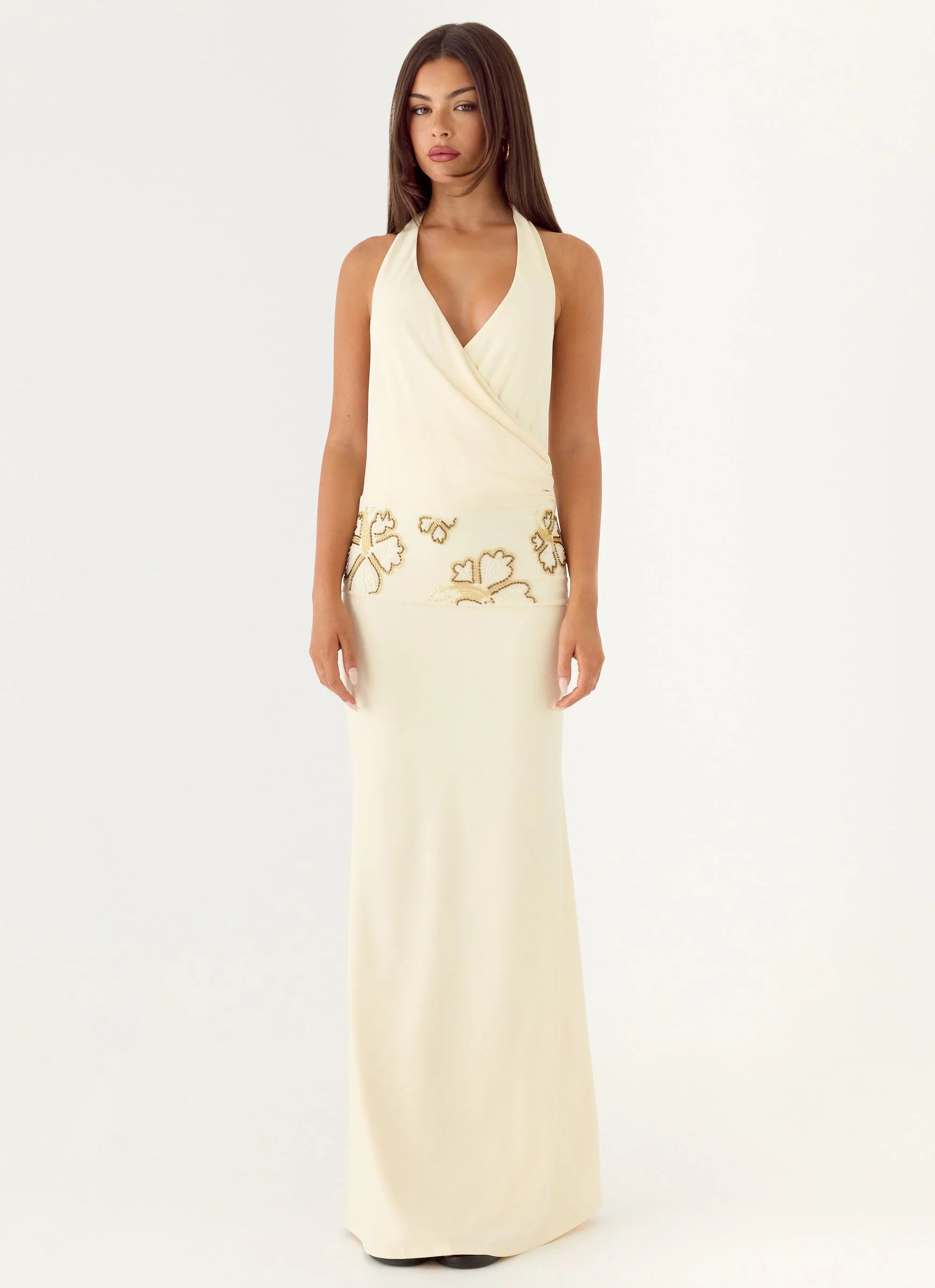 Sandrine Beaded Maxi Dress Yellow