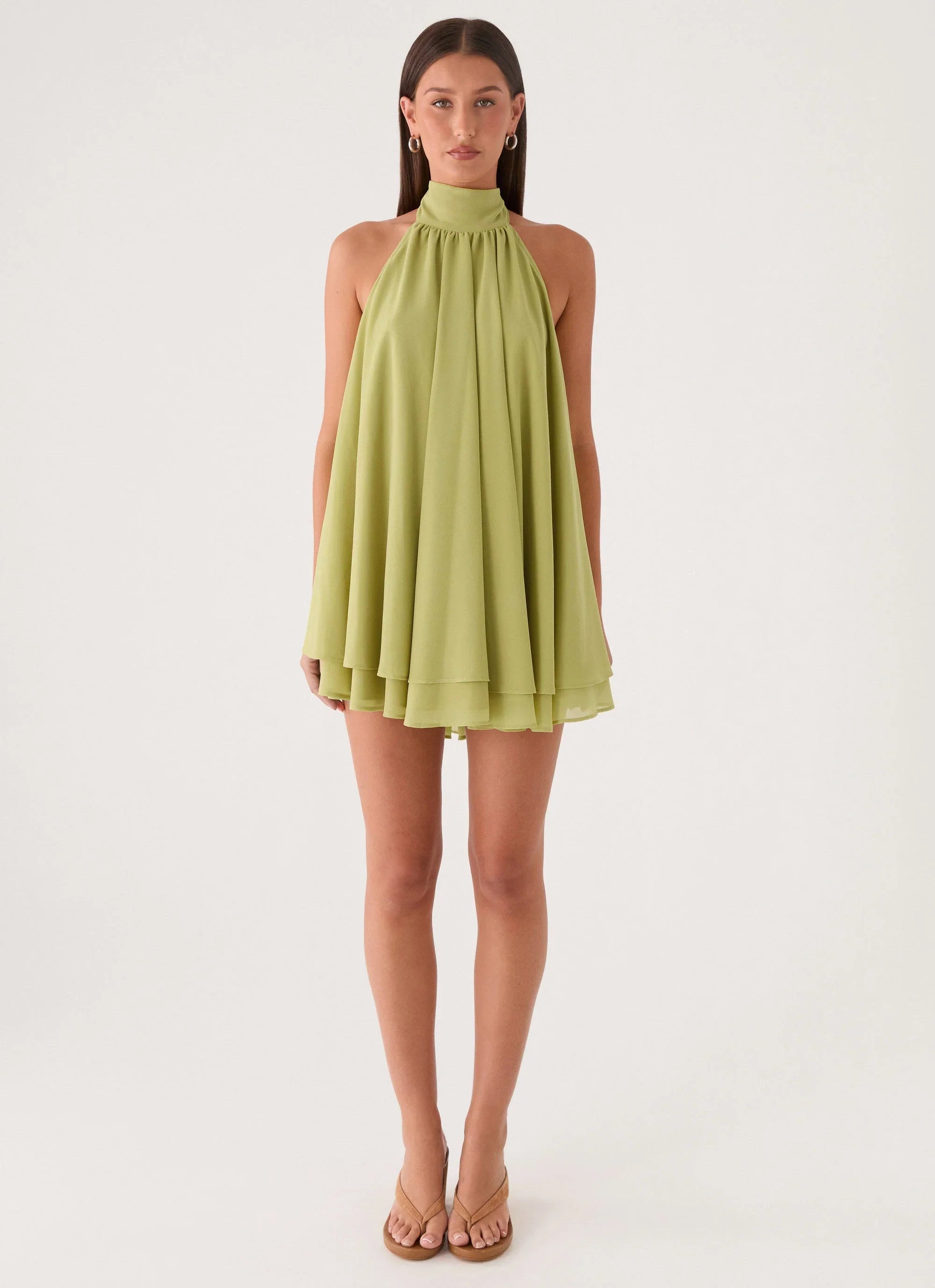 Lyrah Halter Mini Dress Lime