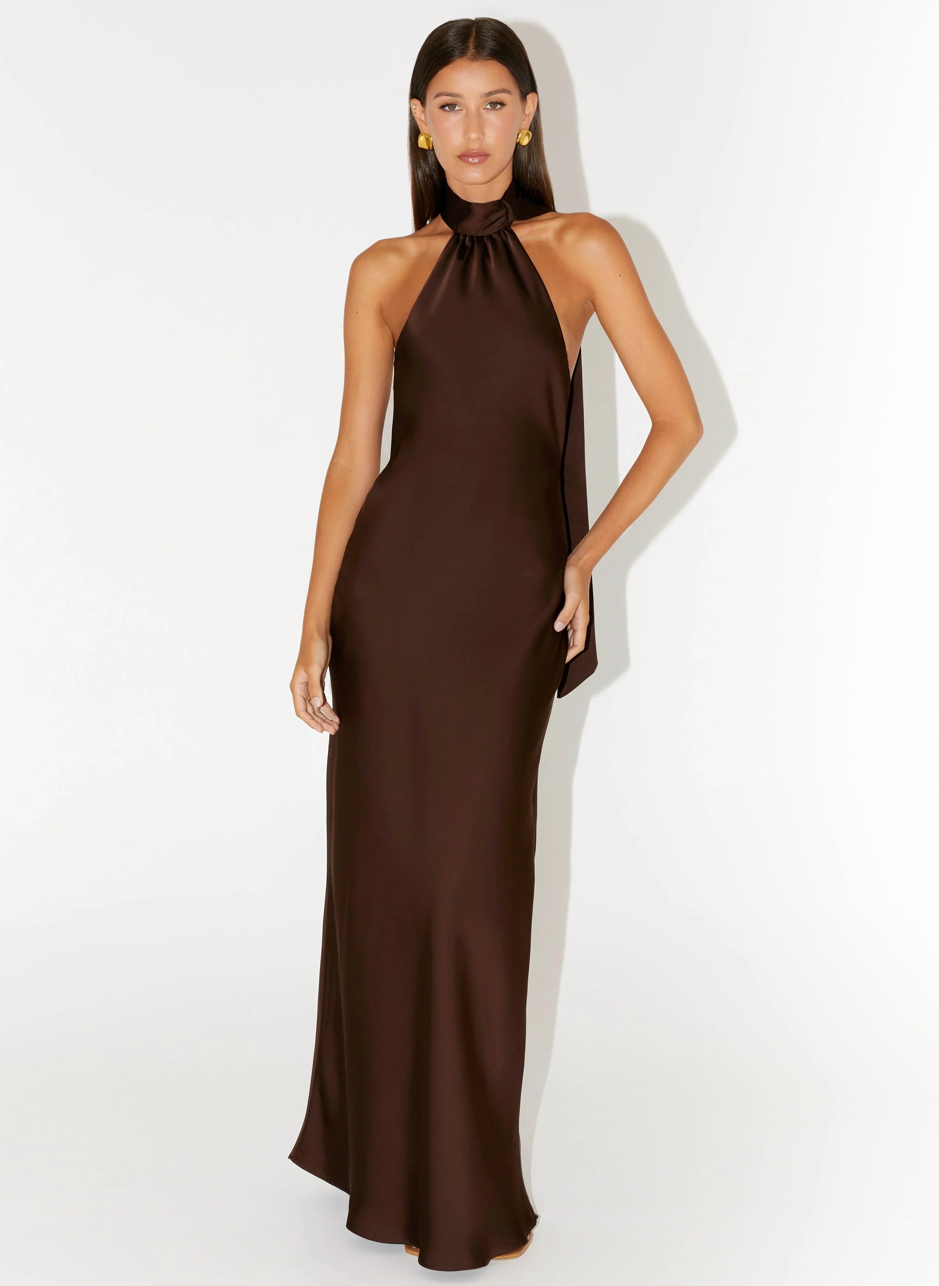 Keena Scarf Maxi Dress Chocolate