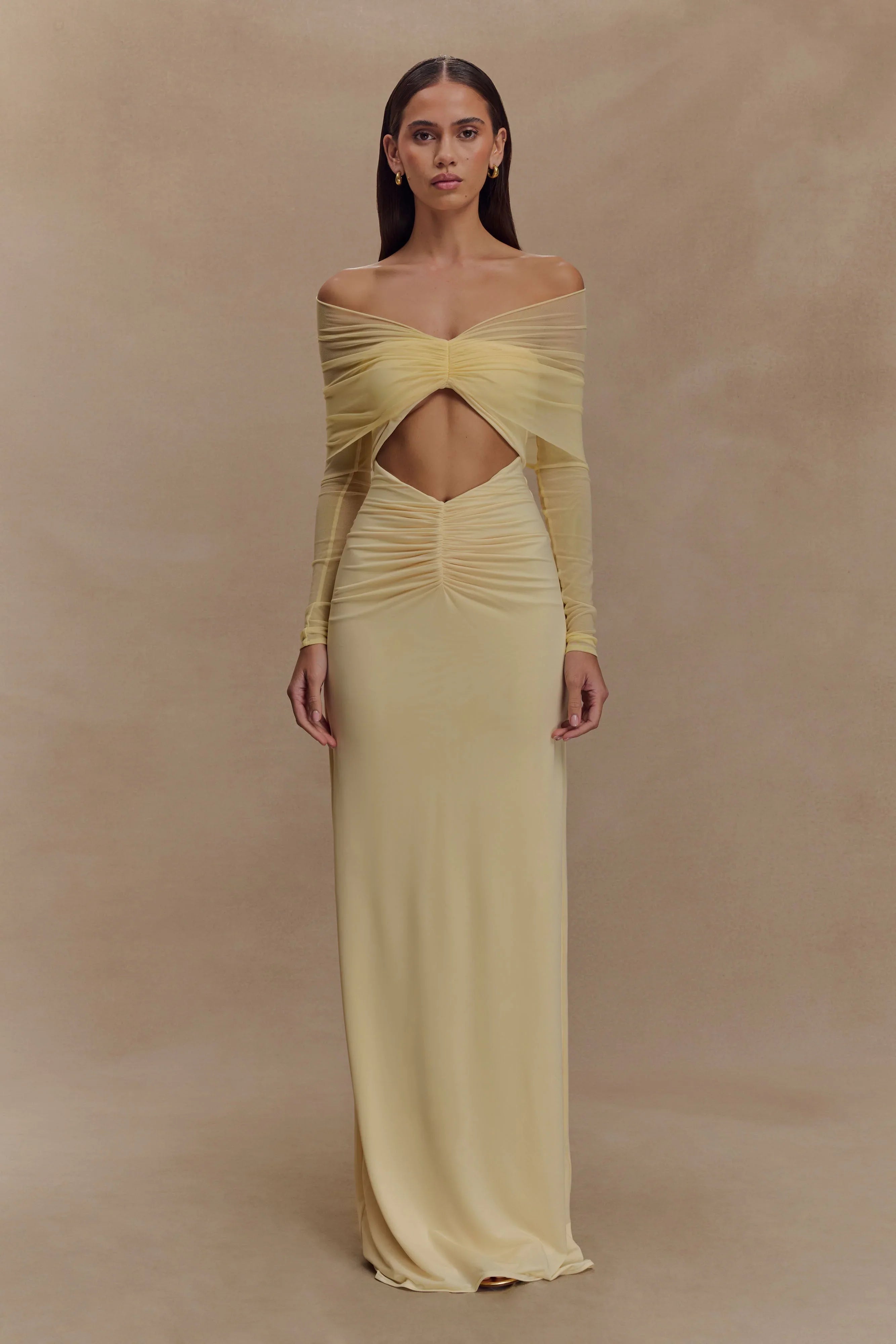 Rafaella Slinky And Mesh Maxi Dress Lemon