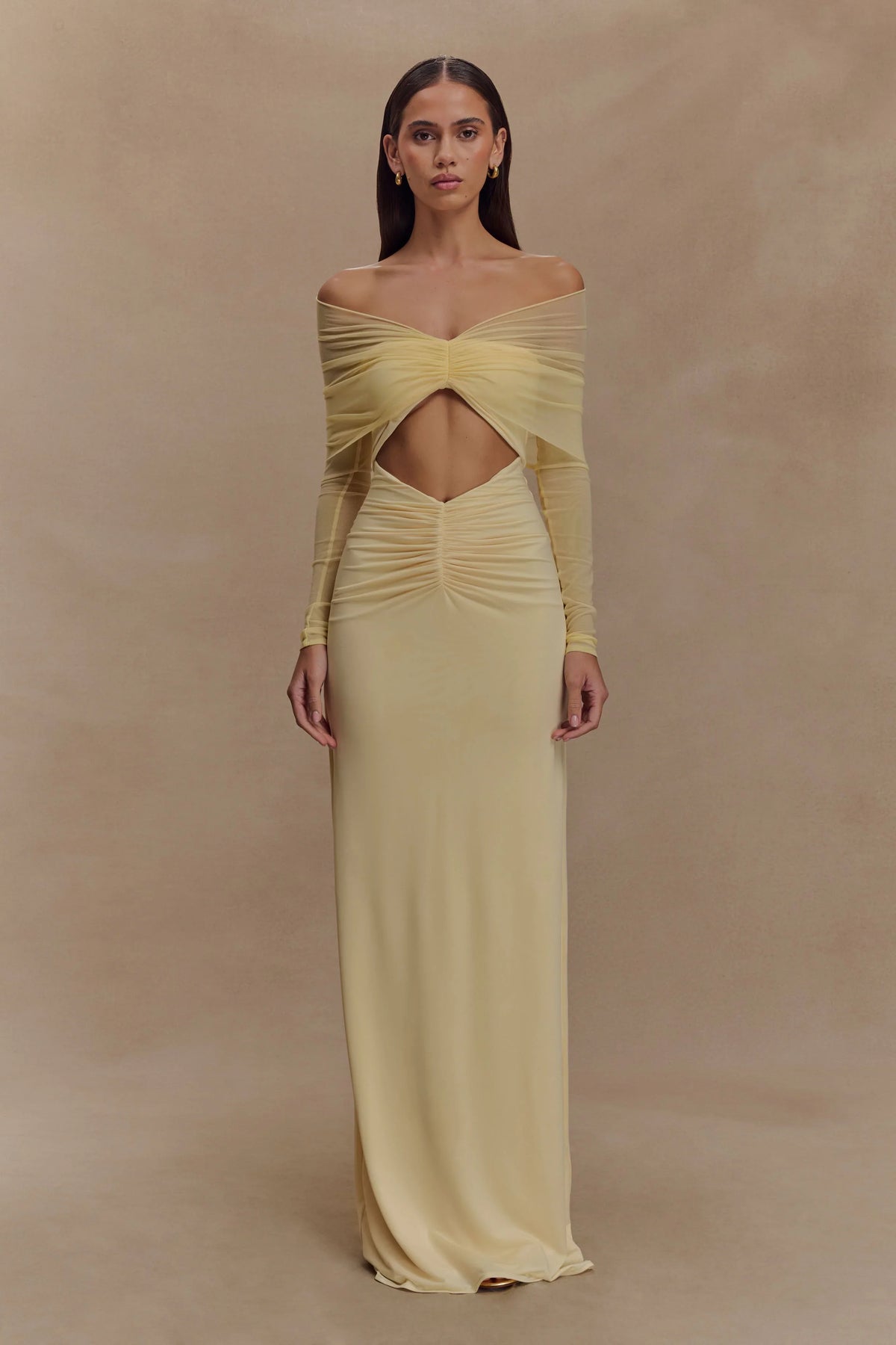 Rafaella Slinky And Mesh Maxi Dress Lemon