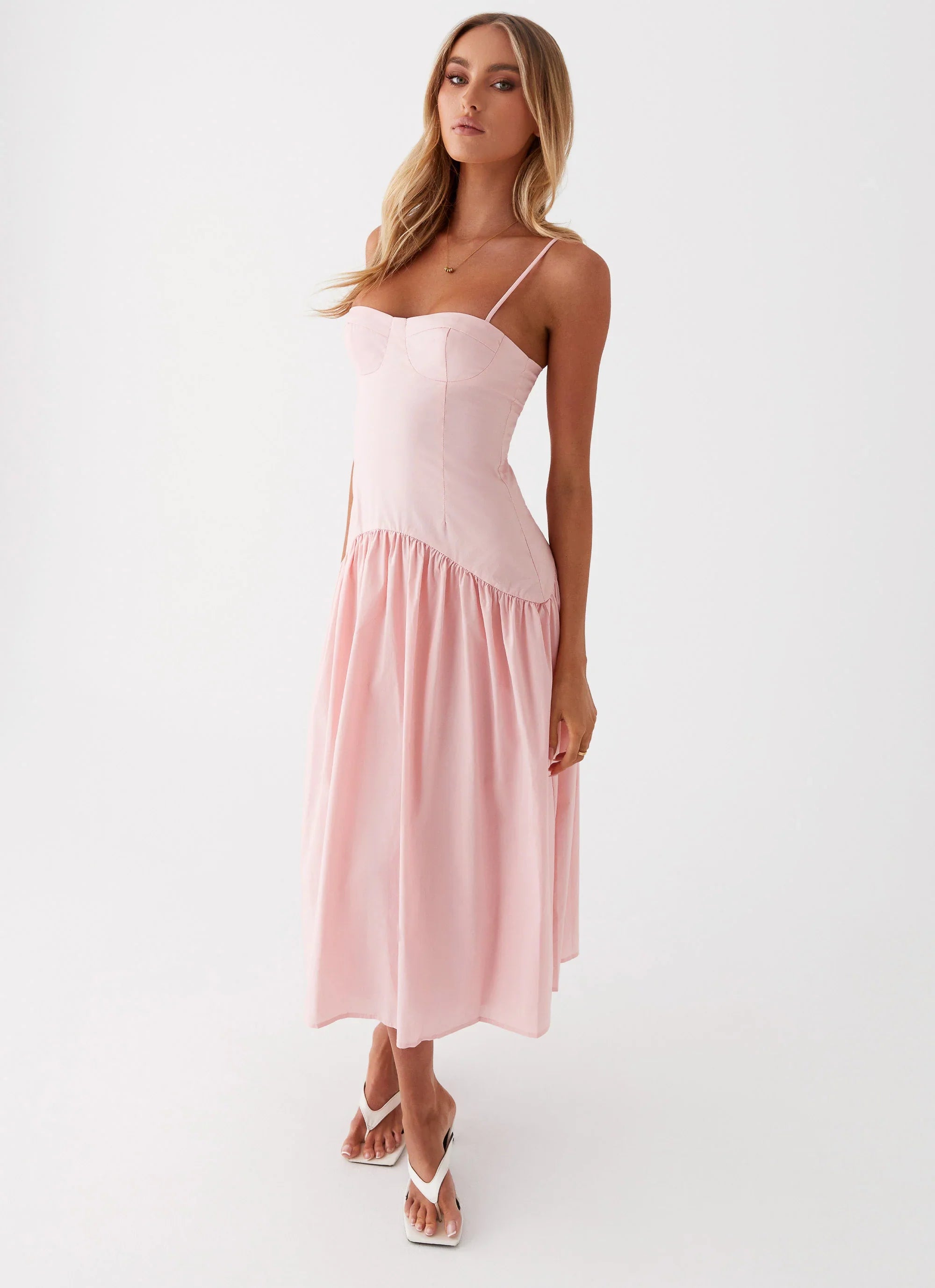 Yvette Corset Midi Dress Pink