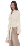 Belted Short Trench Coat in Ivory