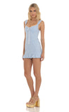 Jacquard Ruffle Dress Blue