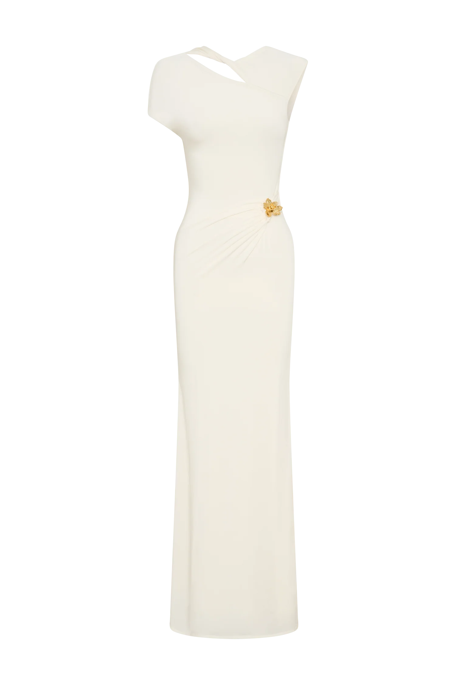 Kaida Slinky Maxi Dress With Hardware Ivory
