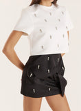 Black Embellished Knot Detail Mini Skirt
