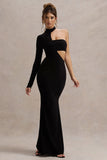 Socialite Black One Sleeve Cut Out Maxi Dress