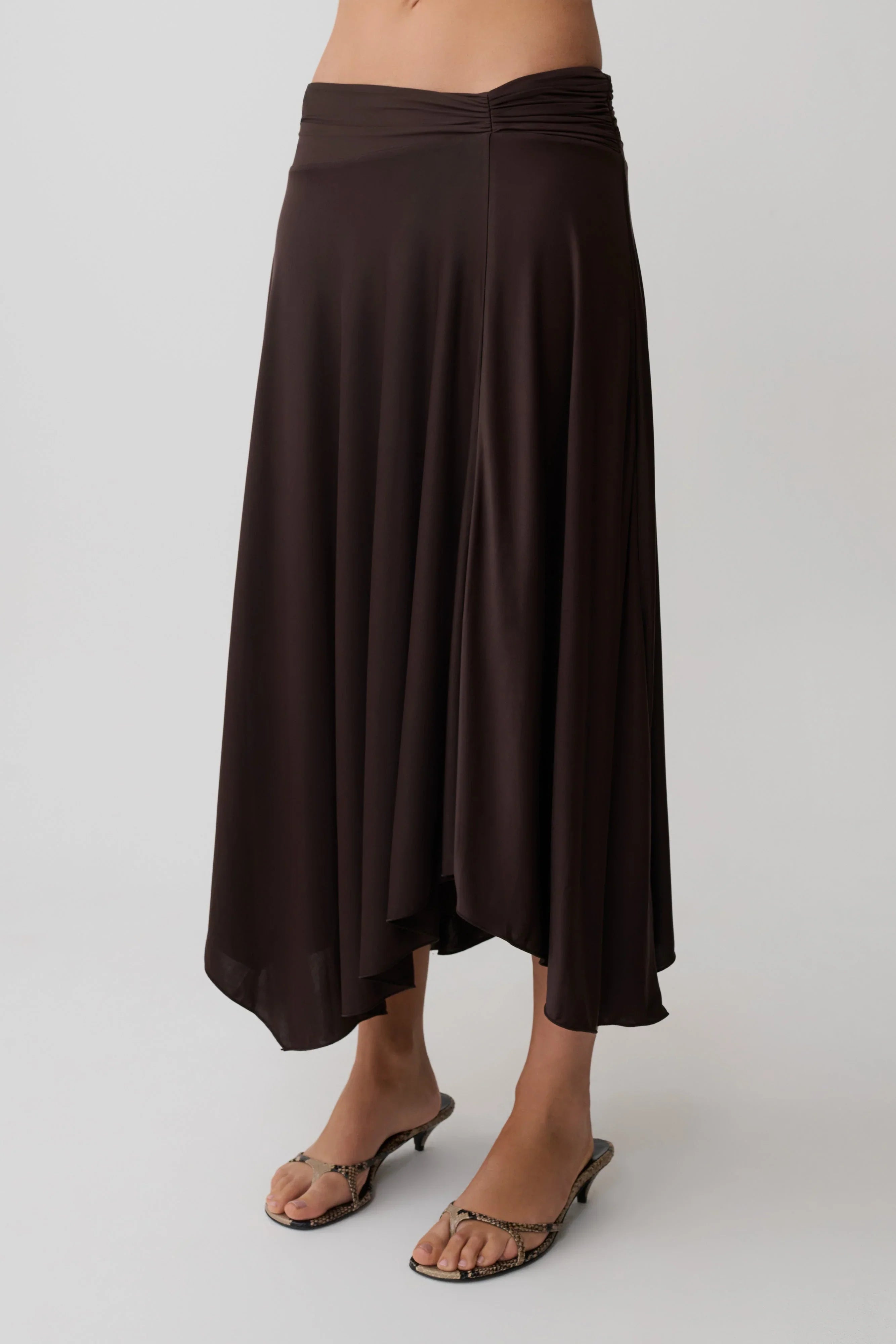 Luu Slinky Midi Skirt Dark Chocolate