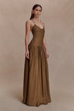 Darling Linen Maxi Dress Chocolate