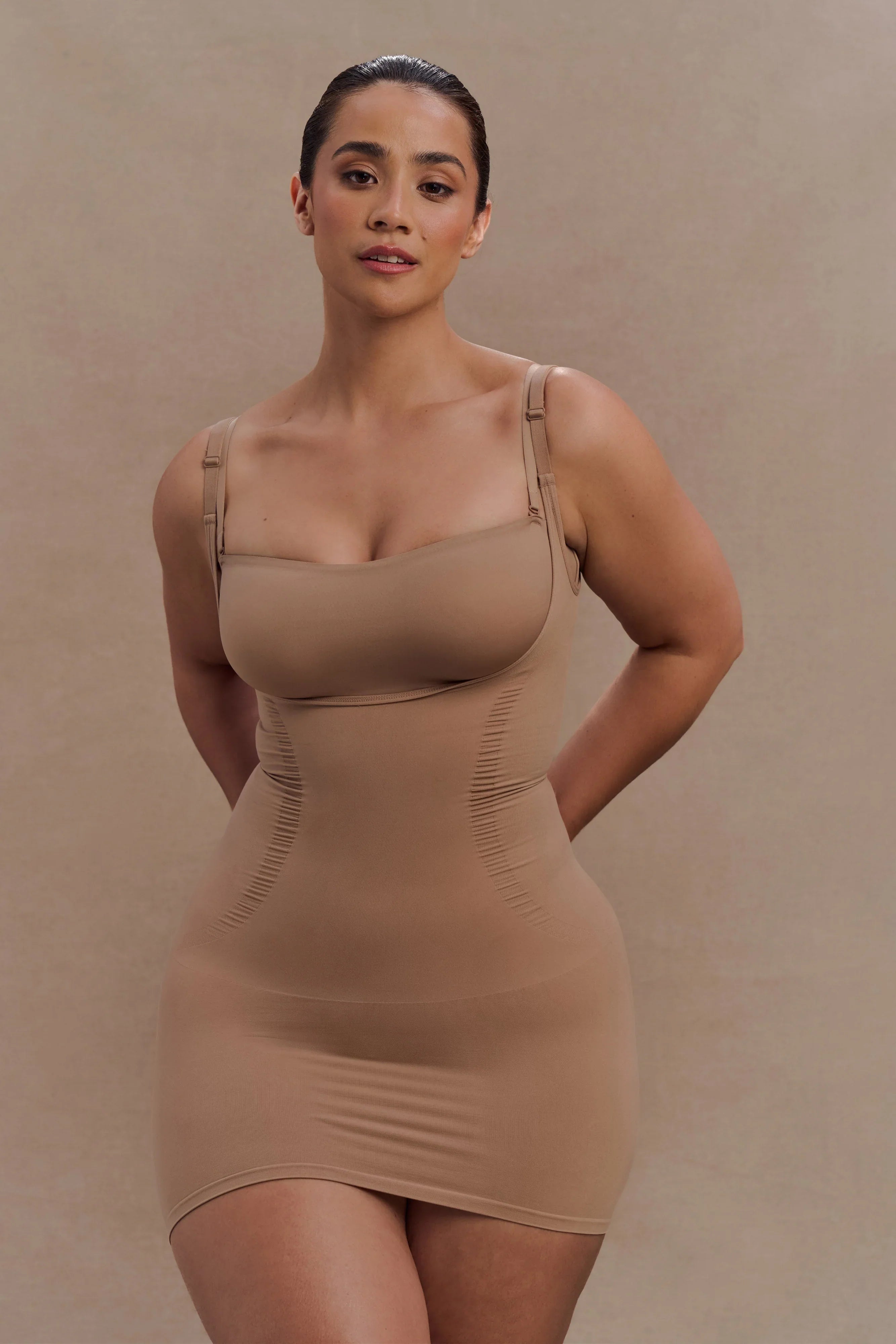 Jocelyn Backless Shapewear Mini Dress Latte