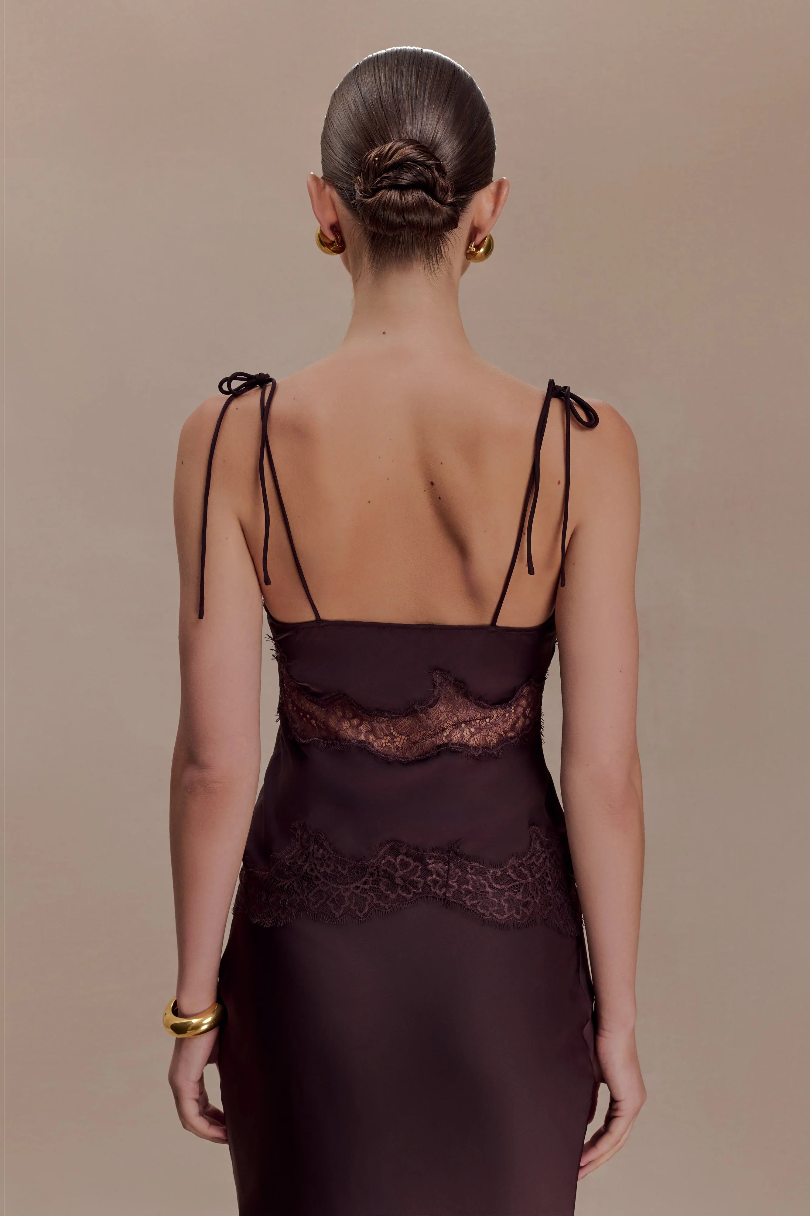 Nina Satin And Lace Camisole Chocolate