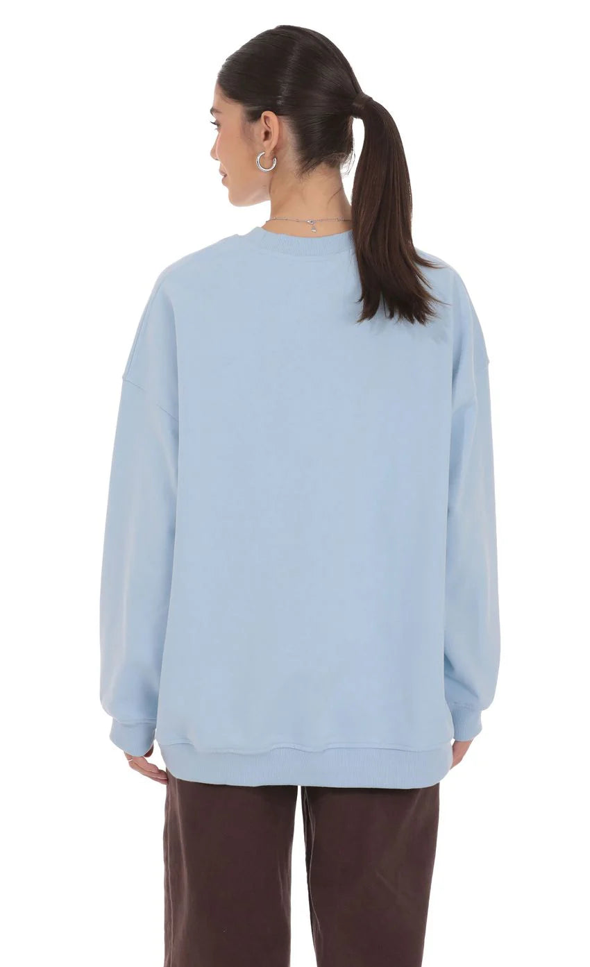 Lucy Oversized Crewneck in Blue