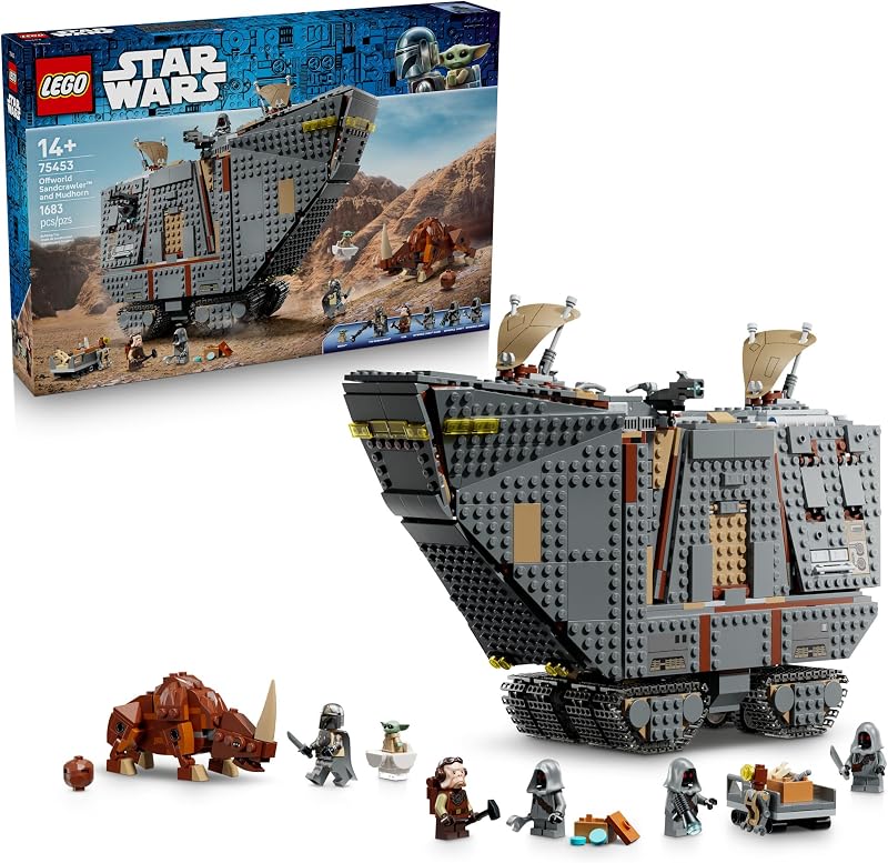 LEGO Star Wars Offworld Sandcrawler and Mudhorn 75453 Building Toy for Boys Girls Ages 14 Movie Playset 5 Minifigures Grogu Figure 1683 pieces Gift for Birthdays