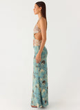 Rebel Beaded Maxi Dress Aqua Blur