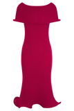 Molly Off Shoulder Knit Midi Dress Raspberry