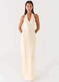 Heavy Hearted Satin Maxi Dress Pearl
