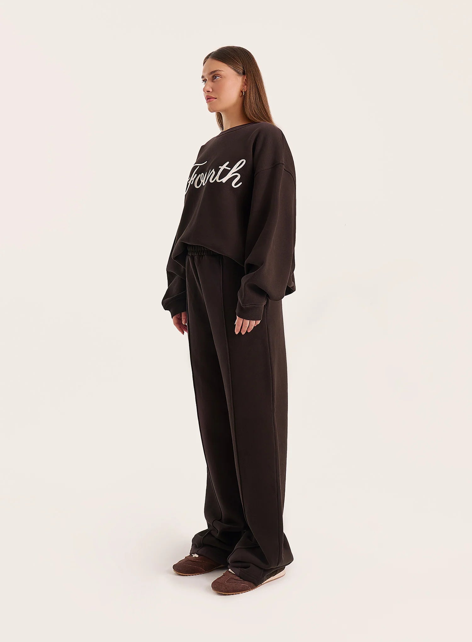 Chocolate Fourth Script Slogan Sweatshirt