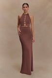 Albion Beaded Slinky Maxi Dress Chocolate