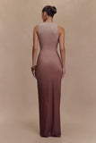 Stella Draped Slinky Maxi Dress Mocha Ombre