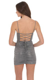 Foil Bodycon Corset Dress in Silver
