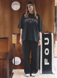 Grey Acid Wash Courchevel Slogan Print T Shirt