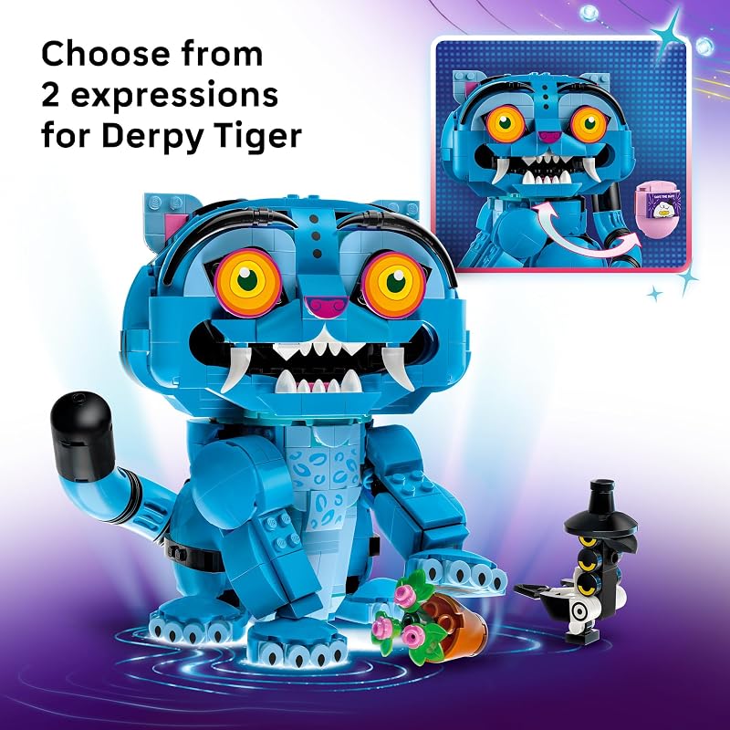 LEGO Kpop Demon Hunters Derpy Tiger and Sussie Bird 72537 Building Toy for Girls Boys Ages 9 Collectible Movie Display for Bedroom or Book Shelf W Flower Pots Letters