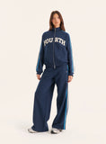 Navy Side Stripe Double Zip Funnel Neck Track Jacket